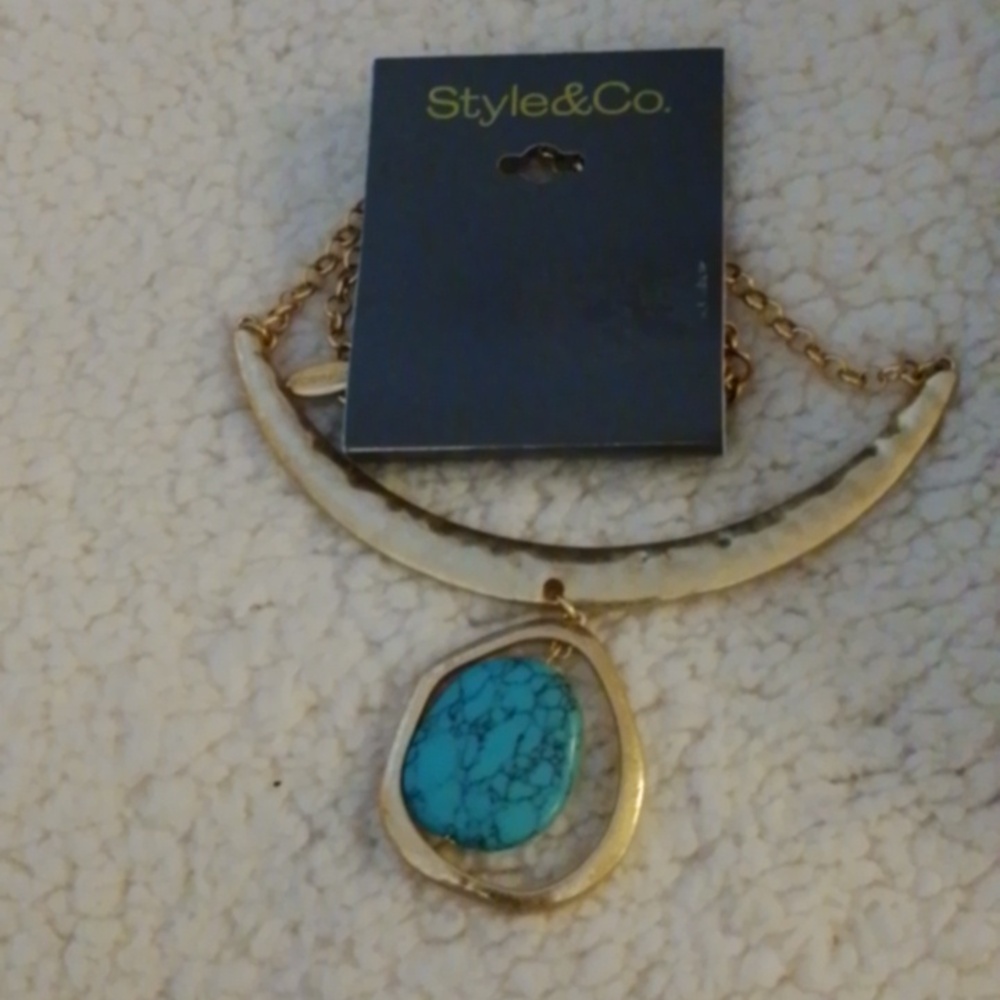 Style & Co. Gold Necklace with Blue Pendant